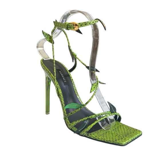 SOLD‼️VERSACE Snakeskin Leaf Sandal Green - Picture 5 of 14